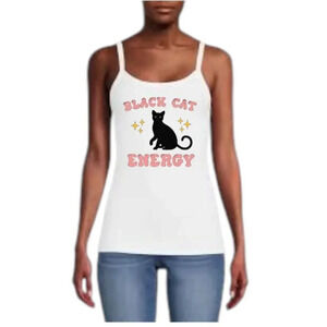 Black cat energy ribbed cami Y2k style